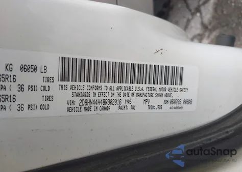 2008 Dodge Grand Caravan Se z USA, uszkodzony, nr VIN 2D8HN44H48R802016